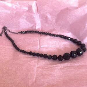 Cookie Lee black graduated glass bead necklace in perfect condition